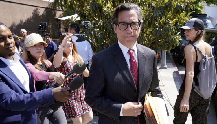 Britney Spears' newly appointed lawyer Mathew Rosengart leaves the Stanley Mosk Courthouse following a hearing concerning the pop singer's conservatorship on July 14, 2021, in Los Angeles. (AP Photo/Chris Pizzello)