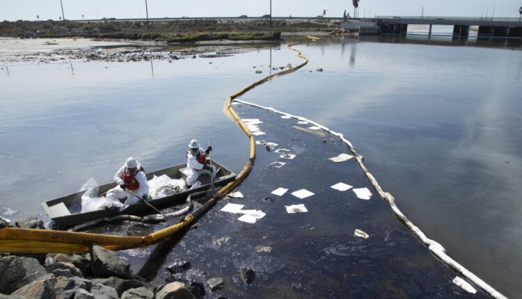 Storms and tides can hinder the California oil spill cleanup


