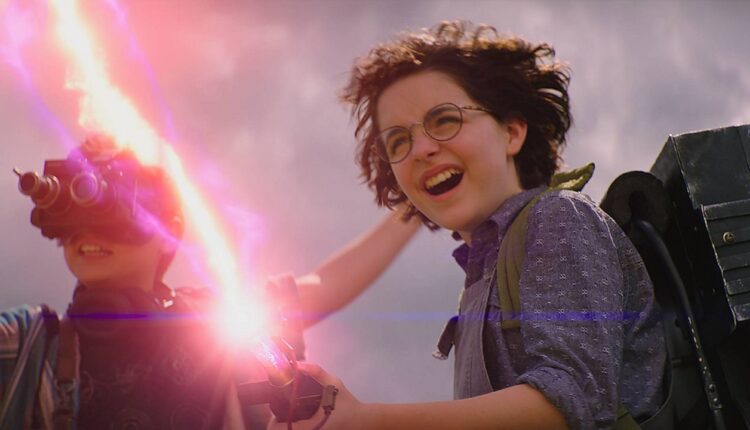 This image released by Sony Pictures shows Mckenna Grace and Logan Kim, left, in a scene from "Ghostbusters: Afterlife." (Sony Pictures via AP)