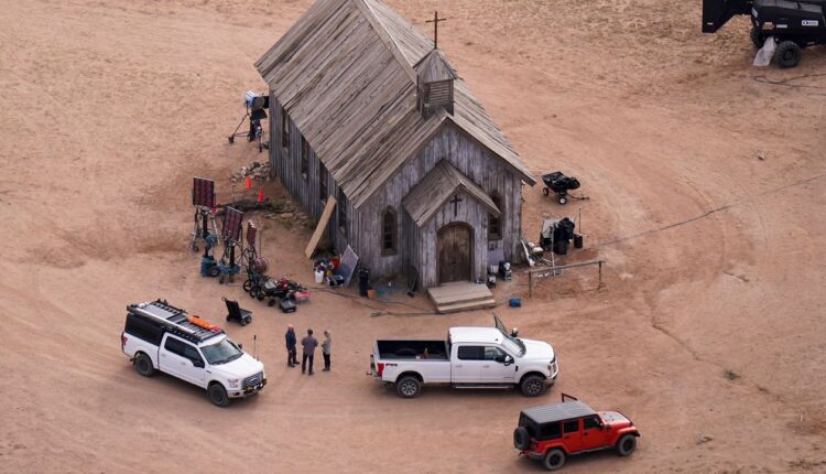 This aerial photo shows the Bonanza Creek Ranch in Santa Fe, N.M., on Oct. 23, 2021. A judge on Friday has decided that the assistant director who handed Alec Baldwin a prop gun that killed a cinematographer on a New Mexico film set must make himself available for an interview with state workplace safety regulators. (AP Photo/Jae C. Hong)