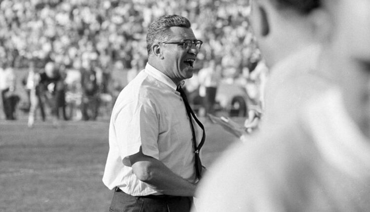 Green Bay Packers coach Vince Lombardi cheers from the sideline during Super Bowl I against the Kansas City Chiefs in Los Angeles, Jan. 15, 1967. (AP Photo/File)