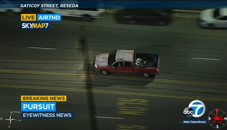 Chase: Driver in pickup truck leads LAPD on pursuit through the San Fernando Valley
